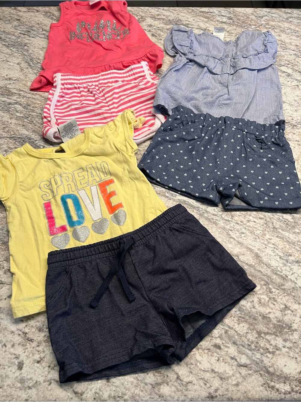 Girls 24 months Summer Shirt and Short 6 piece preloved bundle